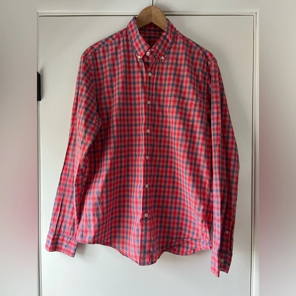 J. Crew 100% Cotton Lightweight Plaid Men’s Button Down Preppy Casual Office
